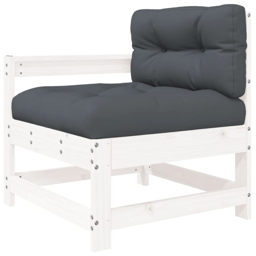5-delige Loungeset met kussens massief hout wit - Afbeelding 5