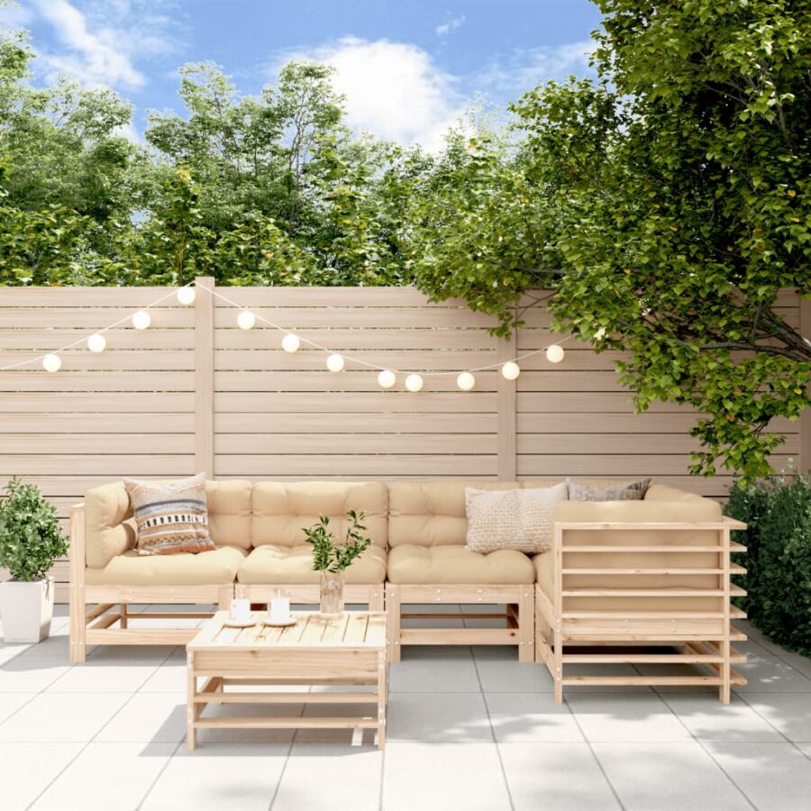 6-delige Loungeset massief grenenhout