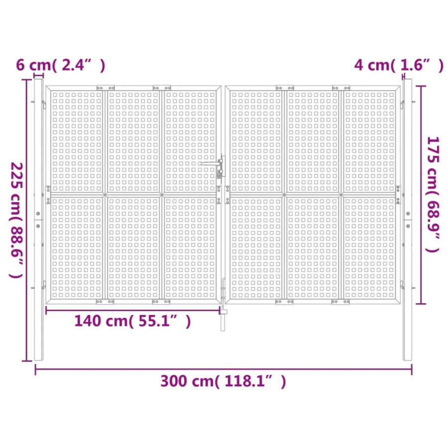 Poort 300x175 cm staal antracietkleurig - Afbeelding 6
