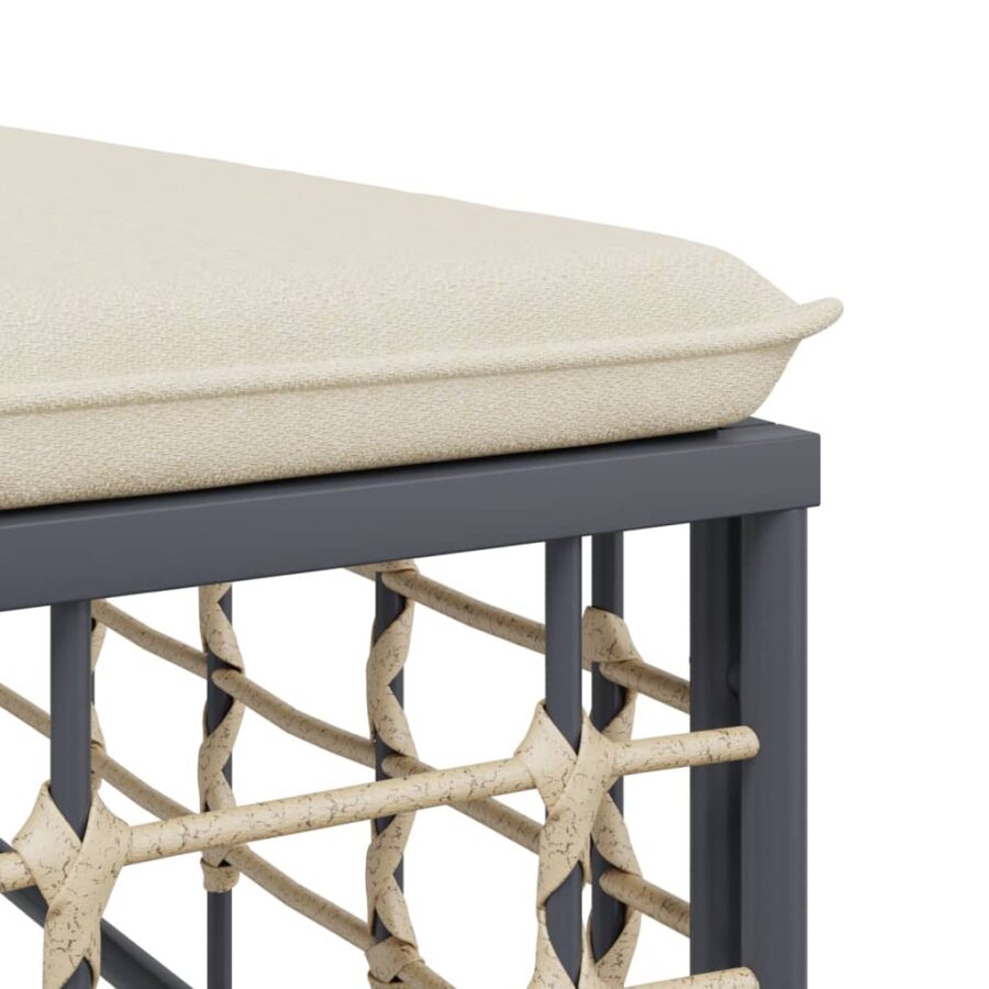 9-delige Loungeset met kussens poly rattan antracietkleurig - Afbeelding 8