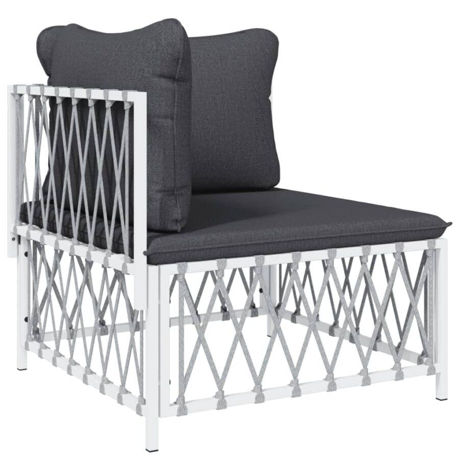 9-delige Loungeset met kussens staal wit - Afbeelding 4