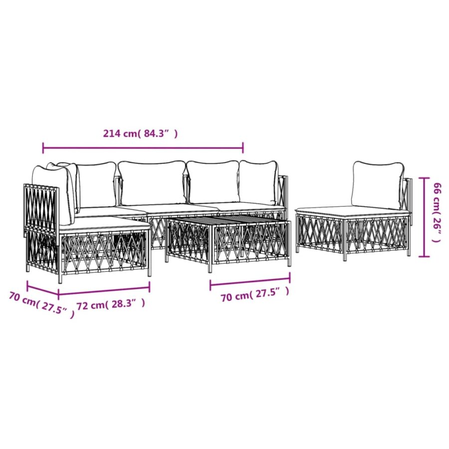 6-delige Loungeset met kussens staal antracietkleurig - Afbeelding 9