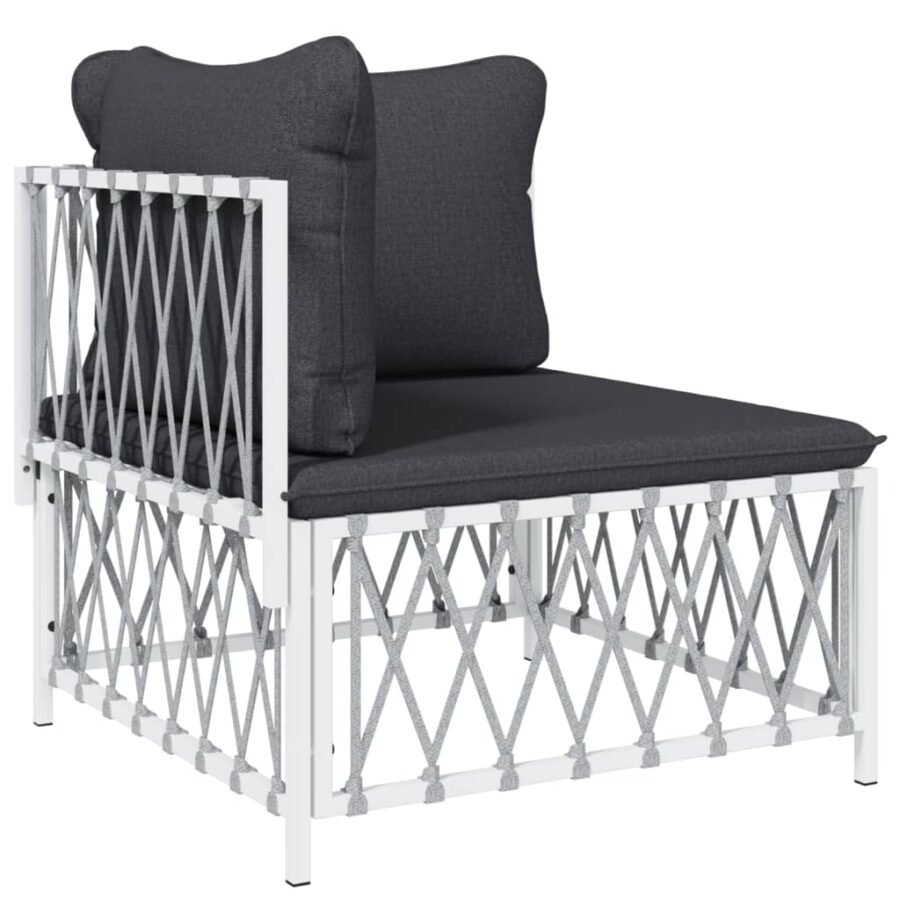 6-delige Loungeset met kussens staal wit - Afbeelding 4