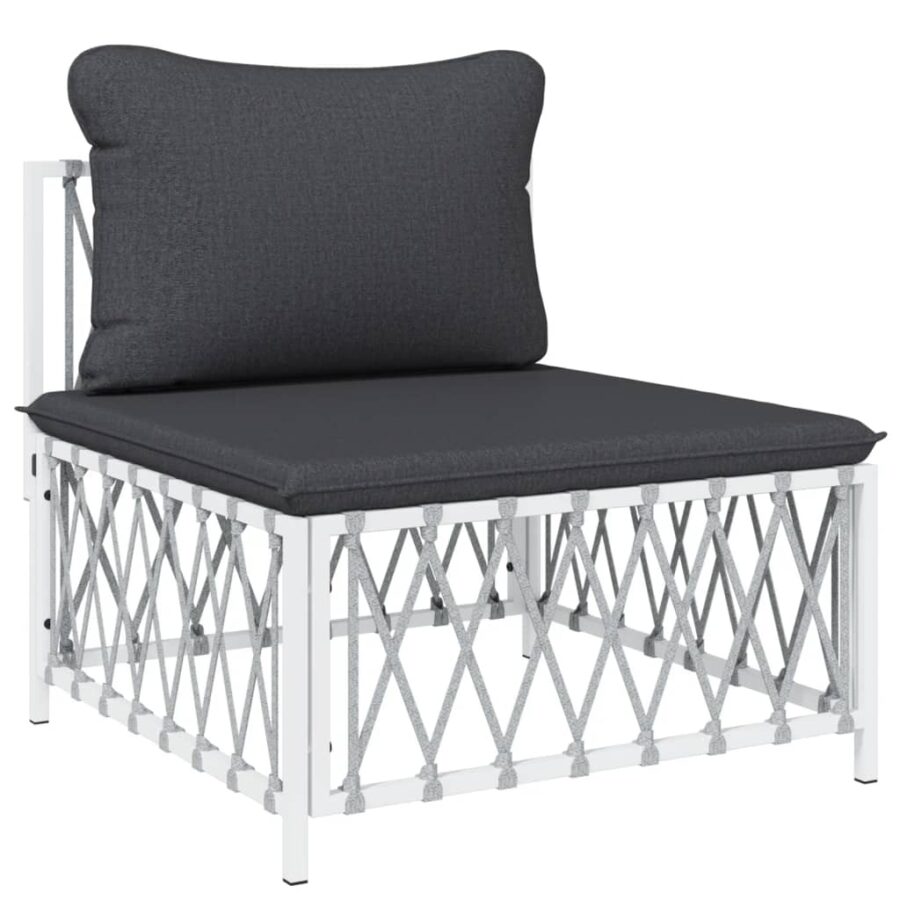 6-delige Loungeset met kussens staal wit - Afbeelding 5