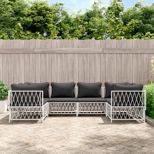 6-delige Loungeset met kussens staal wit