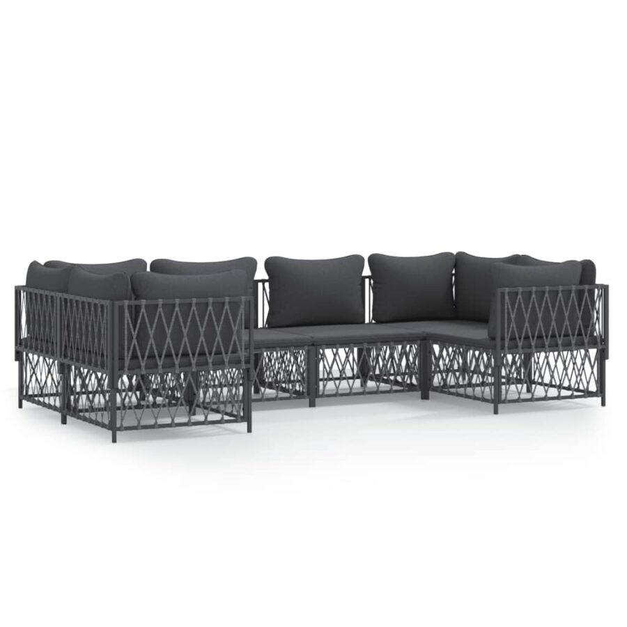 6-delige Loungeset met kussens staal antracietkleurig - Afbeelding 2