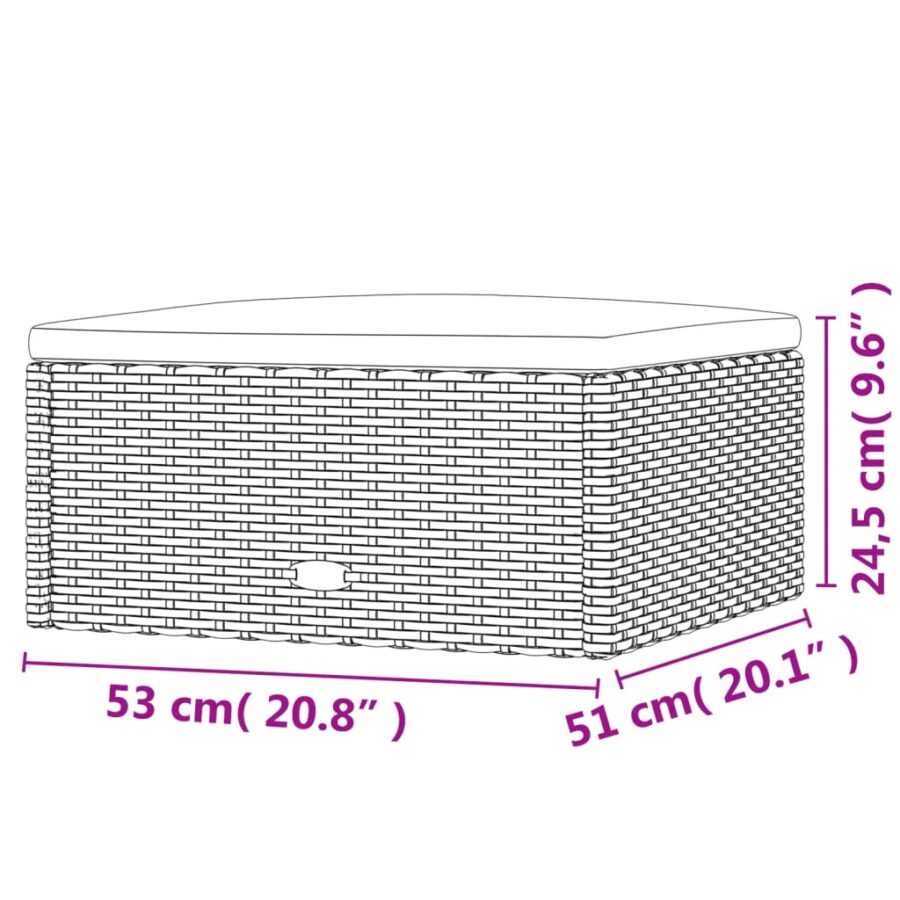 4-delige Loungeset met kussens poly rattan zwart - Afbeelding 11