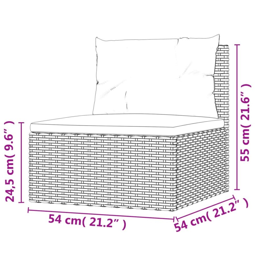 6-delige Loungeset met kussens poly rattan zwart - Afbeelding 9