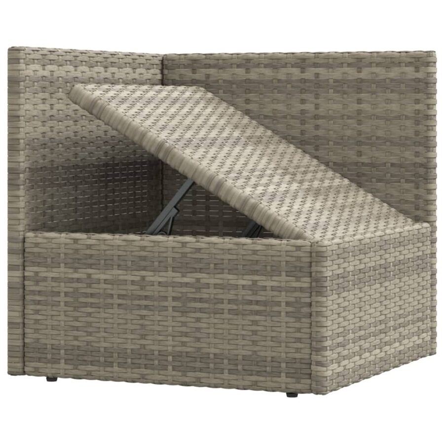 6-delige Loungeset met kussens poly rattan grijs - Afbeelding 7