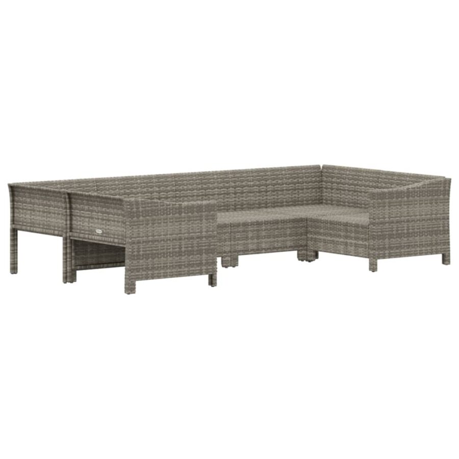 6-delige Loungeset met kussens poly rattan grijs - Afbeelding 4