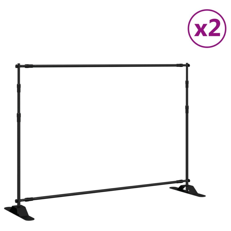 Achtergrondstandaards 2 st 305x243 cm staal zwart - Afbeelding 2