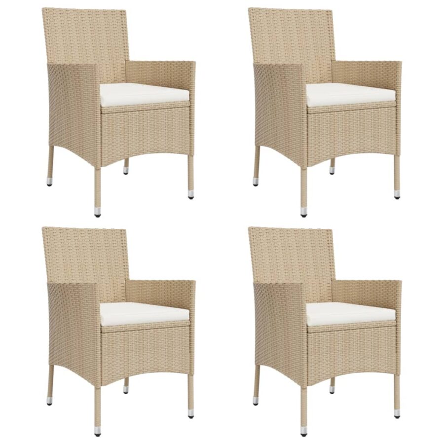 5-delige Bistroset met kussens poly rattan beige - Afbeelding 4