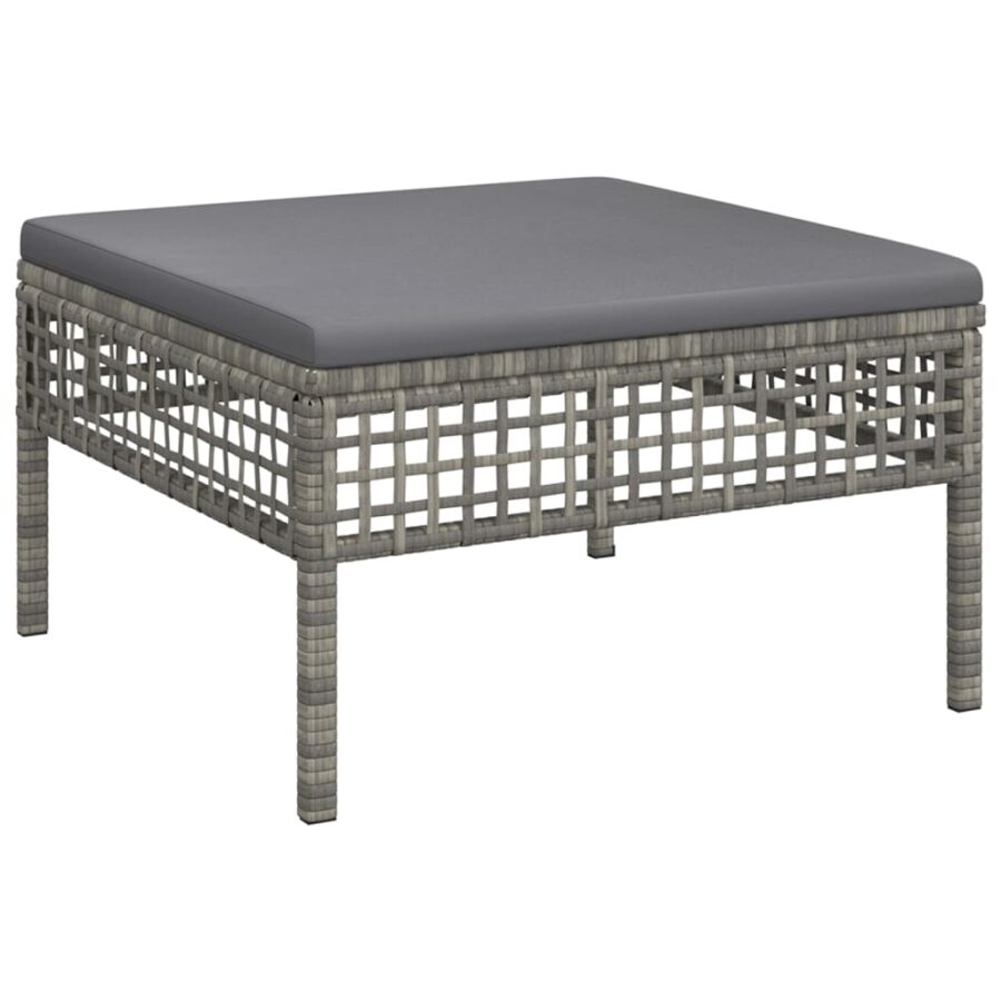 3-delige Loungeset met kussens poly rattan grijs - Afbeelding 5