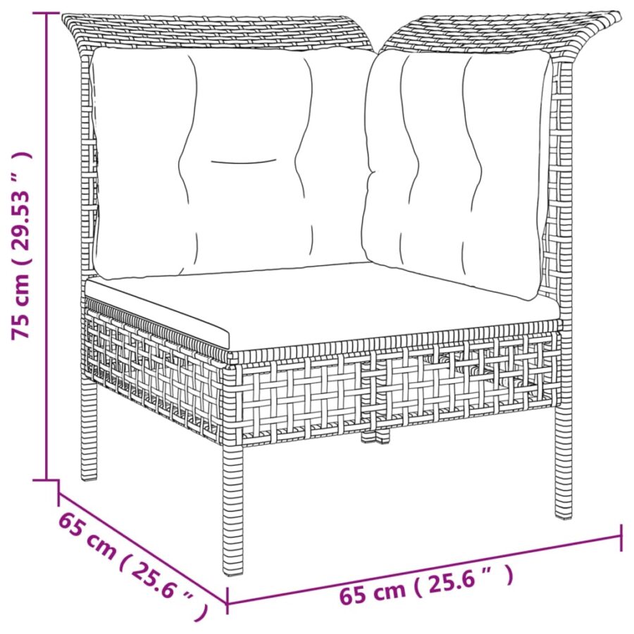 11-delige Loungeset met kussens poly rattan grijs - Afbeelding 8