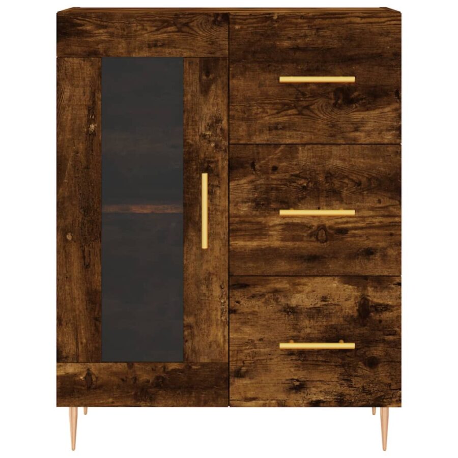 Dressoir 69,5x34x90 cm bewerkt hout gerookt eikenkleurig - Afbeelding 5