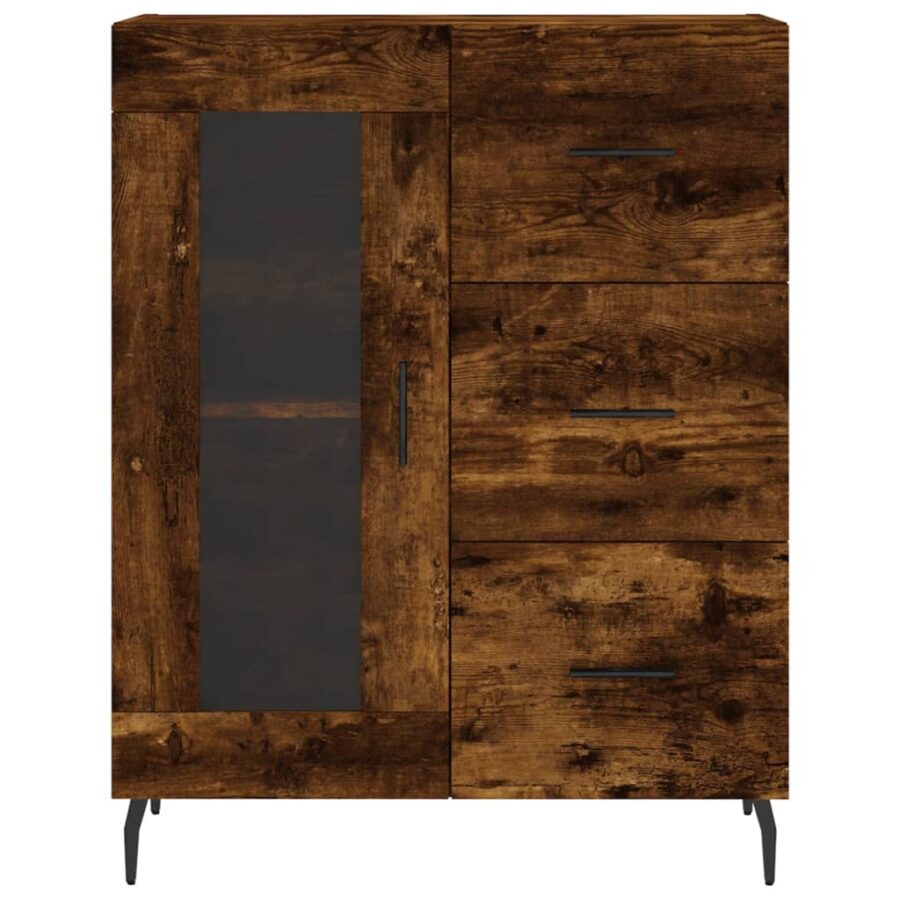 Dressoir 69,5x34x90 cm bewerkt hout gerookt eikenkleurig - Afbeelding 5