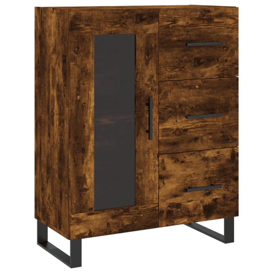 Dressoir 69,5x34x90 cm bewerkt hout gerookt eikenkleurig - Afbeelding 2