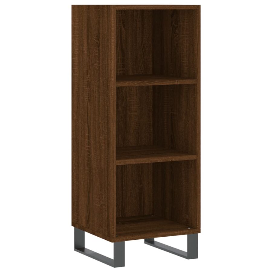 Dressoir 34,5x32,5x90 cm bewerkt hout bruin eikenkleur - Afbeelding 2