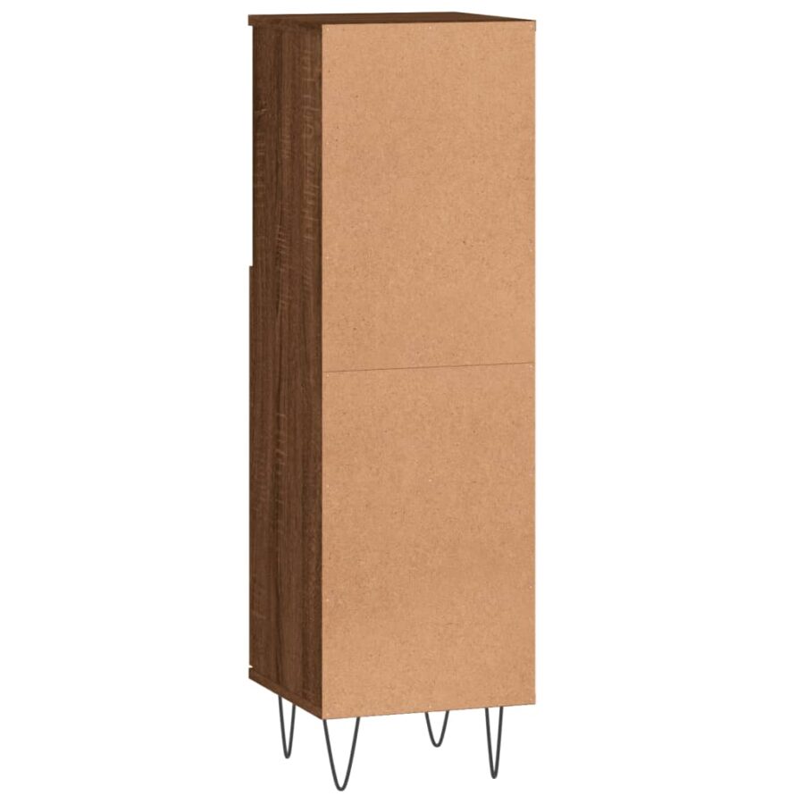 Badkamerkast 30x30x100 cm bewerkt hout bruin eikenkleur - Afbeelding 8