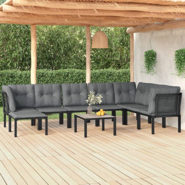9-delige Loungeset poly rattan zwart en grijs