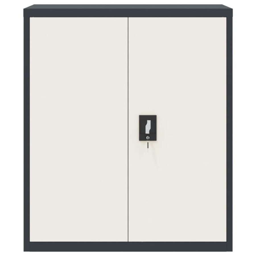 Archiefkast 90x40x105 cm staal antracietkleurig en wit - Afbeelding 3
