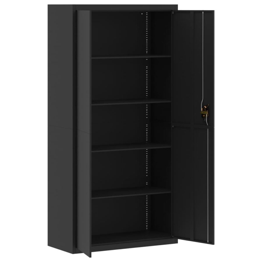 Archiefkast 90x40x180 cm staal zwart - Afbeelding 4