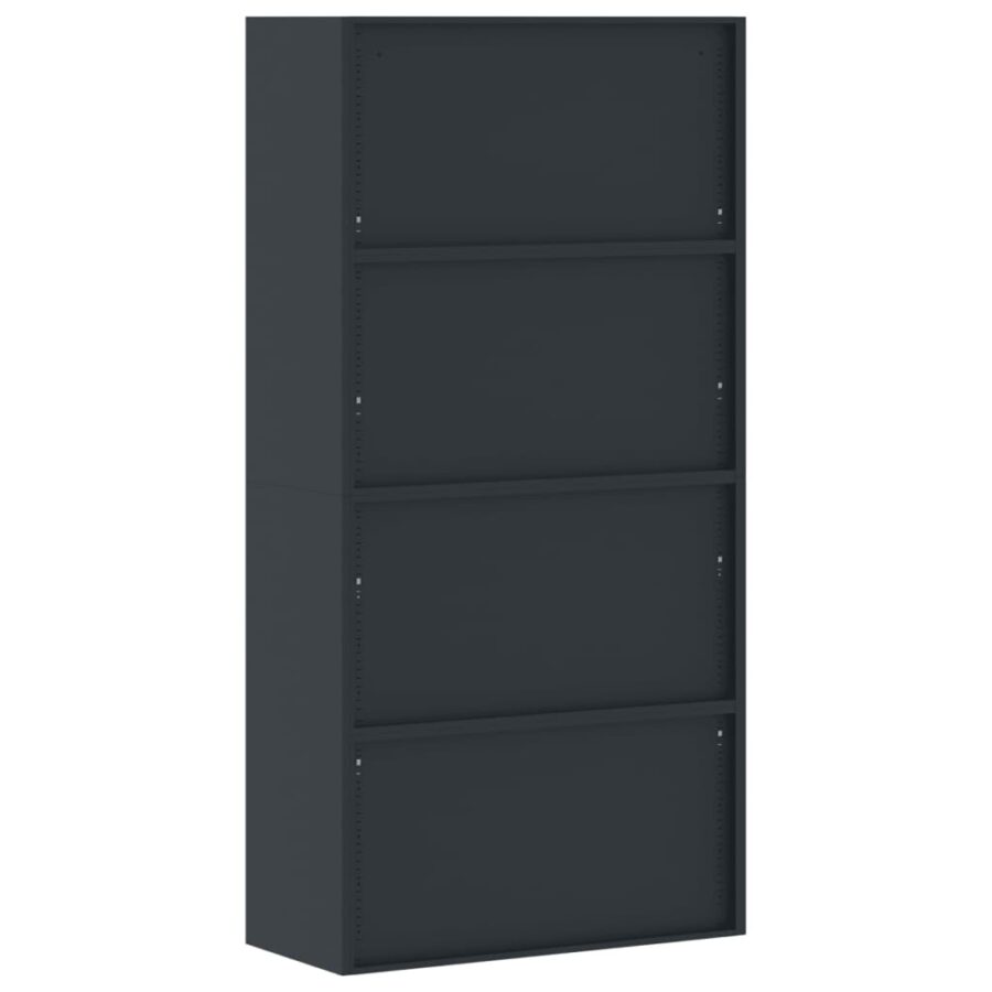 Archiefkast 90x40x180 cm staal antracietkleurig en rood - Afbeelding 6