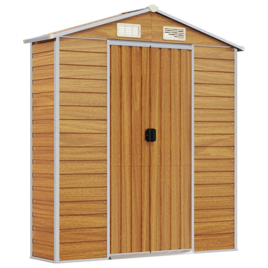 Tuinschuur 191x980x198 cm gegalvaniseerd staal lichtbruin - Afbeelding 8