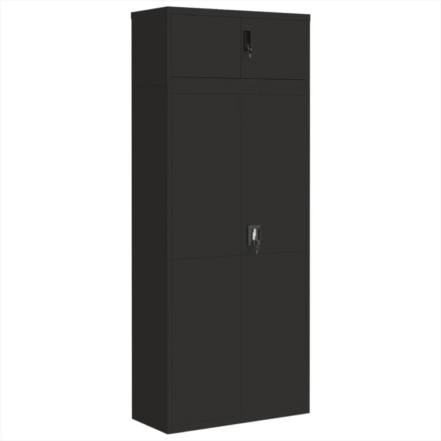 Archiefkast 90x40x220 cm staal zwart - Afbeelding 2