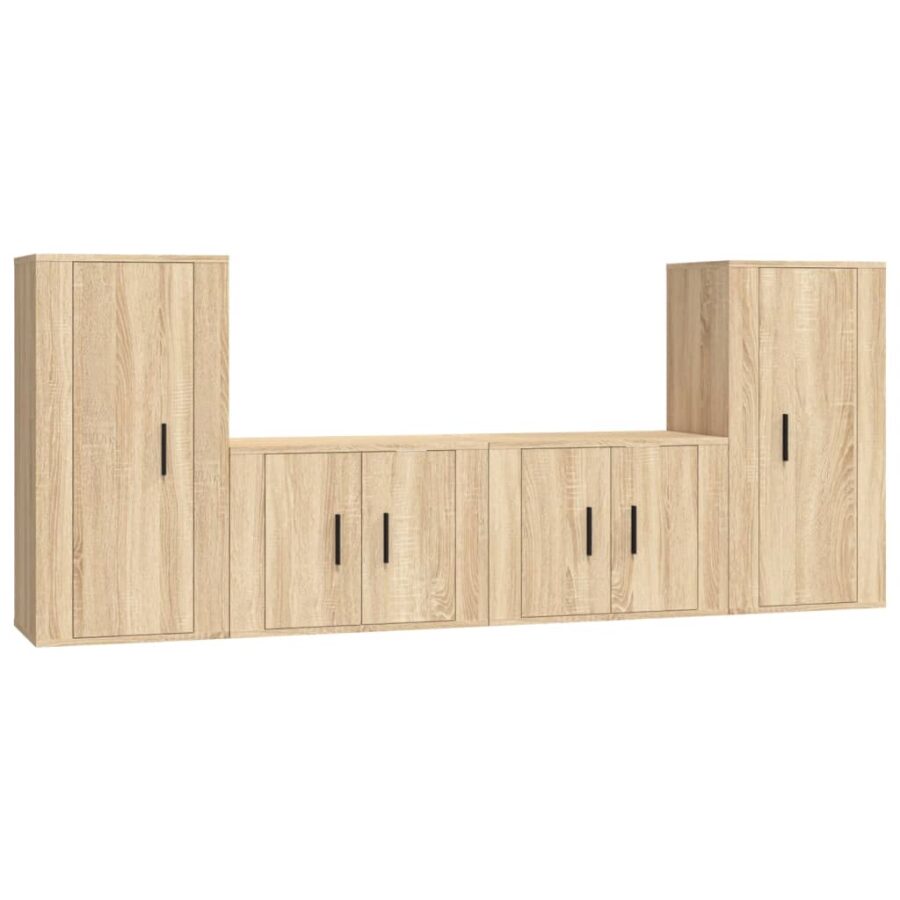 4-delige Tv-meubelset bewerkt hout sonoma eikenkleurig - Afbeelding 2