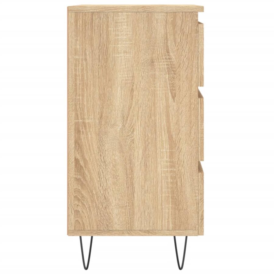 Nachtkastje 40x35x69 cm bewerkt hout sonoma eikenkleurig - Afbeelding 7