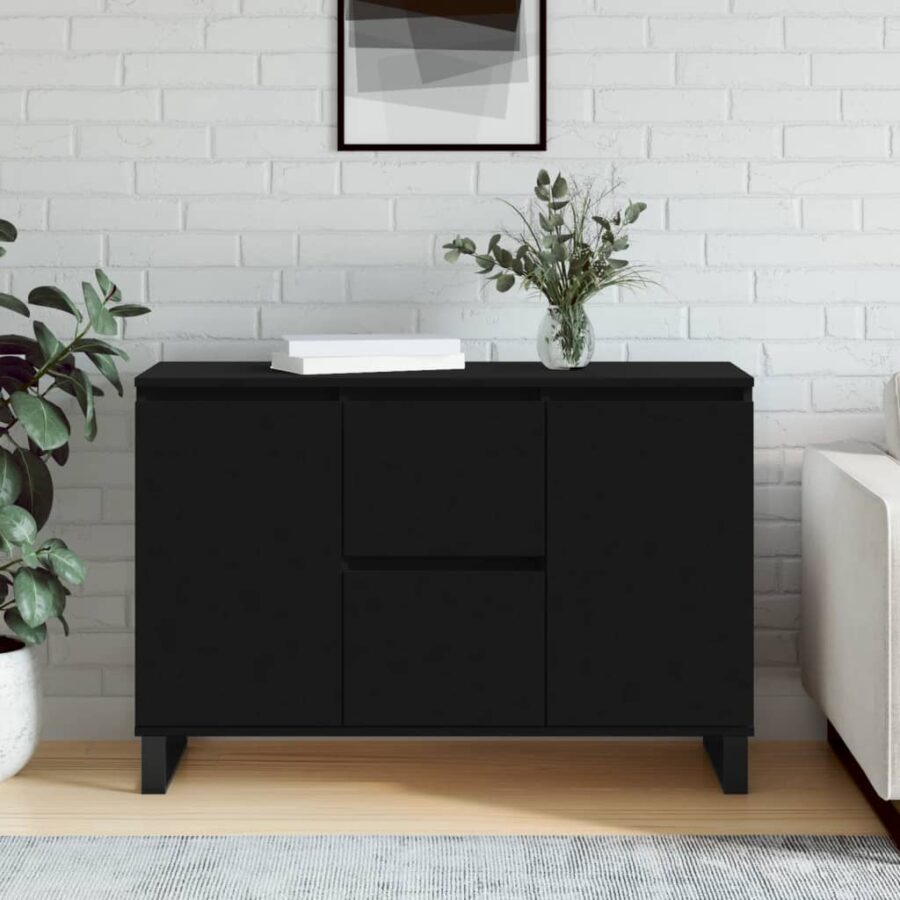 Dressoir 104x35x70 cm bewerkt hout zwart