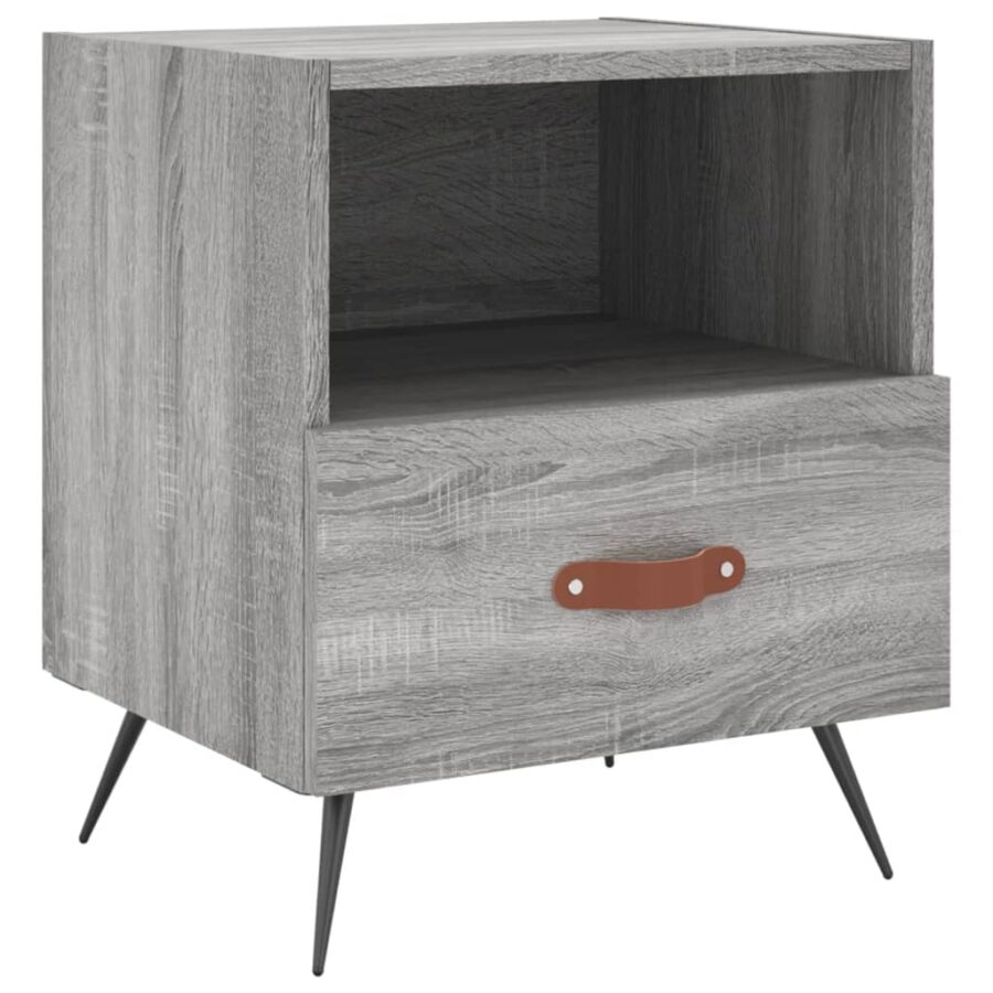 Nachtkastjes 2 st 40x35x47,5 cm bewerkt hout grijs sonoma eiken - Afbeelding 5