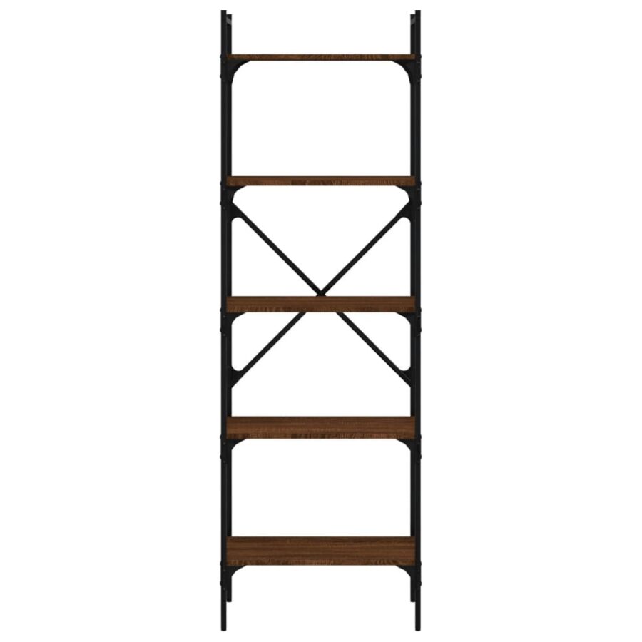 Boekenkast 5-laags 56x31,5x174 cm bewerkt hout bruin eikenkleur - Afbeelding 4
