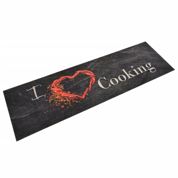 Keukenmat wasbaar cooking-print 45x150 cm fluweel zwart