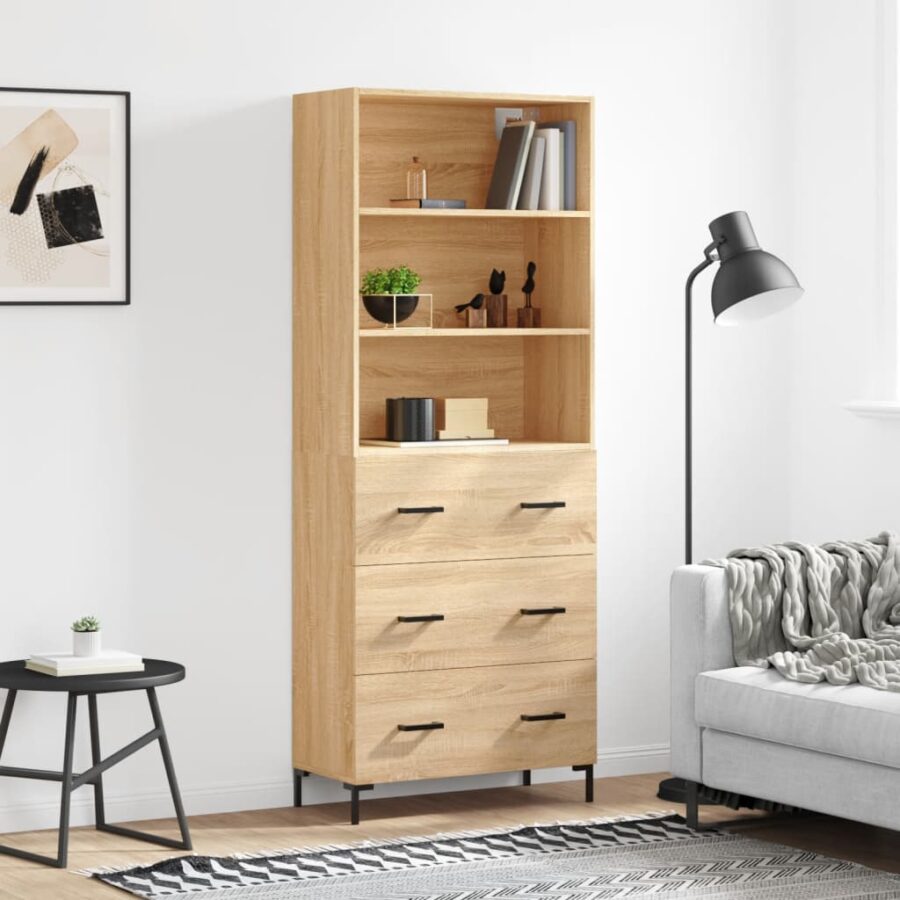 Hoge kast 69,5x34x180 cm bewerkt hout sonoma eikenkleurig
