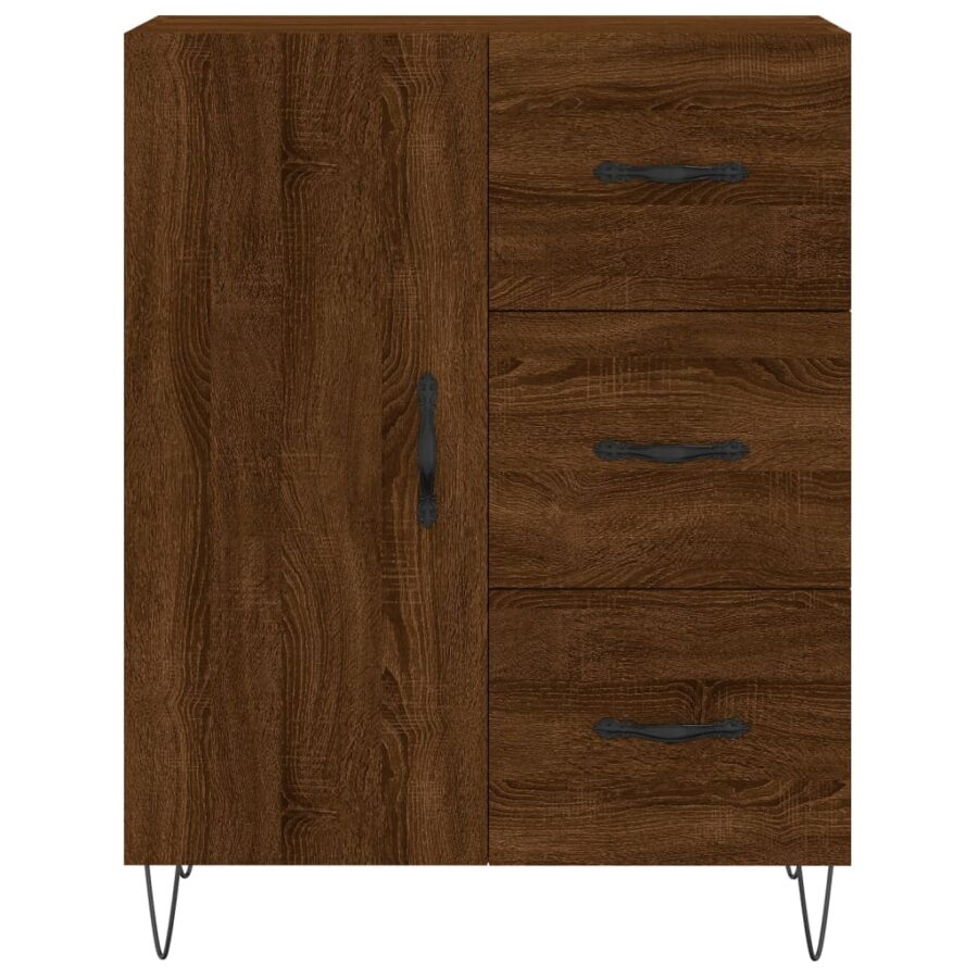 Hoge kast 69,5x34x180 cm bewerkt hout bruin eikenkleur - Afbeelding 8
