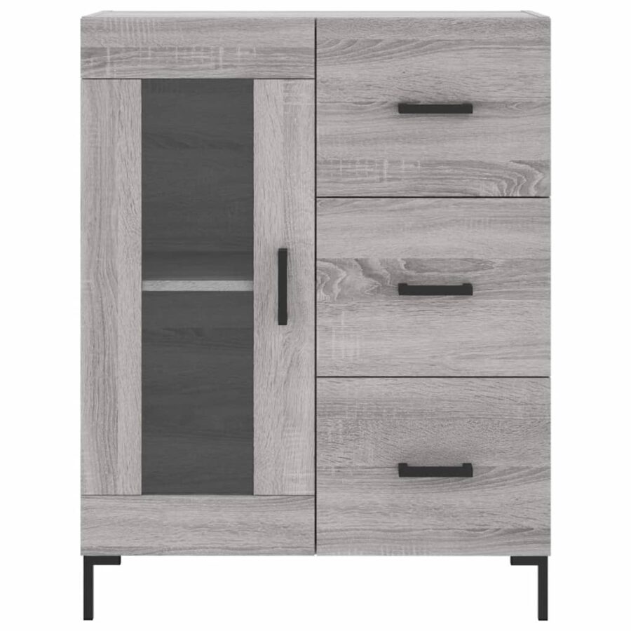 Hoge kast 69,5x34x180 cm bewerkt hout grijs sonoma eikenkleurig - Afbeelding 8
