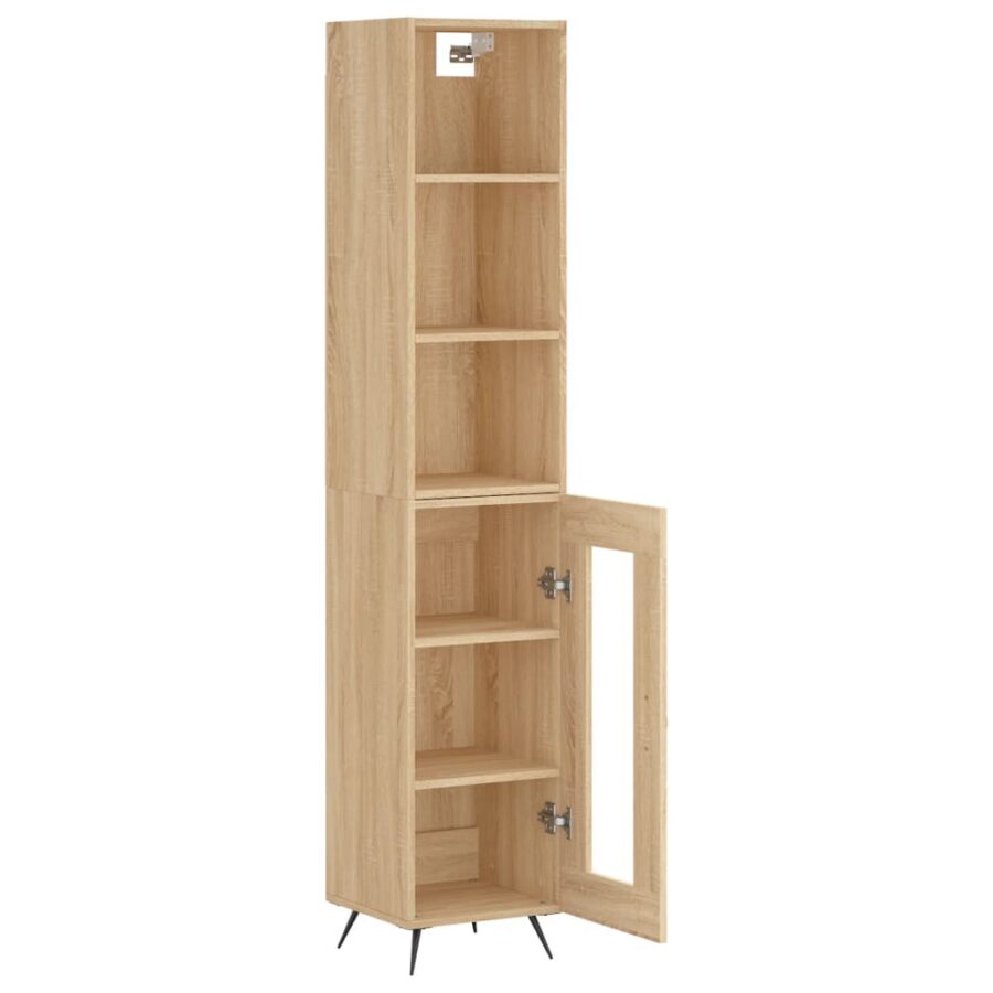 Hoge kast 34,5x34x180 cm bewerkt hout sonoma eikenkleurig - Afbeelding 4