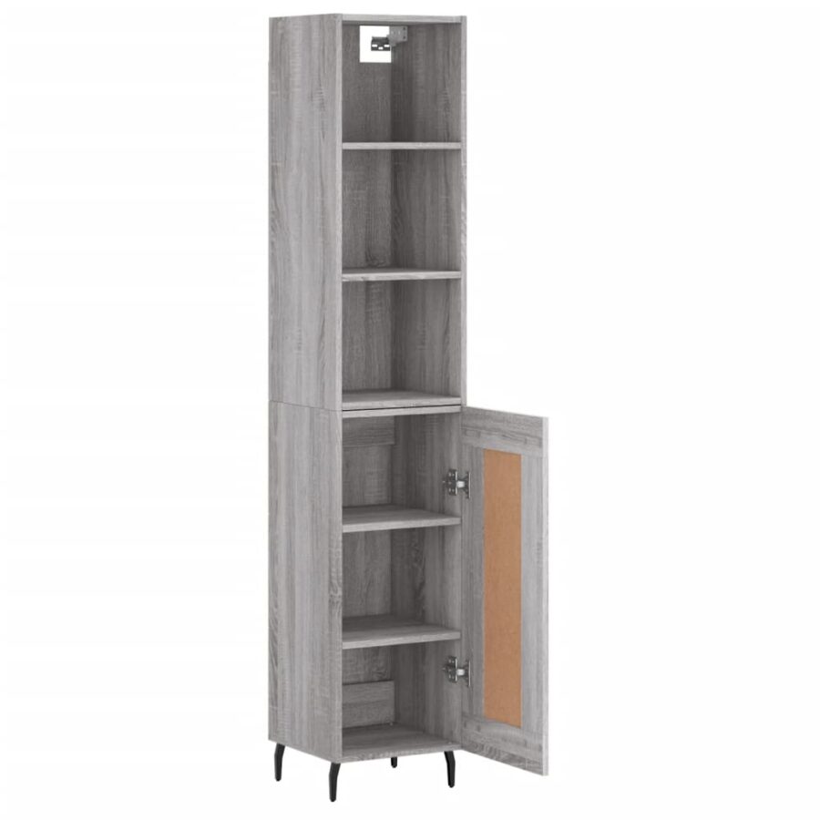 Hoge kast 34,5x34x180 cm bewerkt hout grijs sonoma eikenkleurig - Afbeelding 4