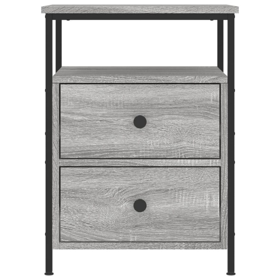 Nachtkastje 44x45x60 cm bewerkt hout grijs sonoma eikenkleurig - Afbeelding 5