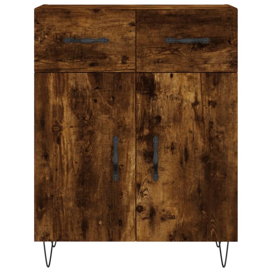 Dressoir 69,5x34x90 cm bewerkt hout gerookt eikenkleurig - Afbeelding 6