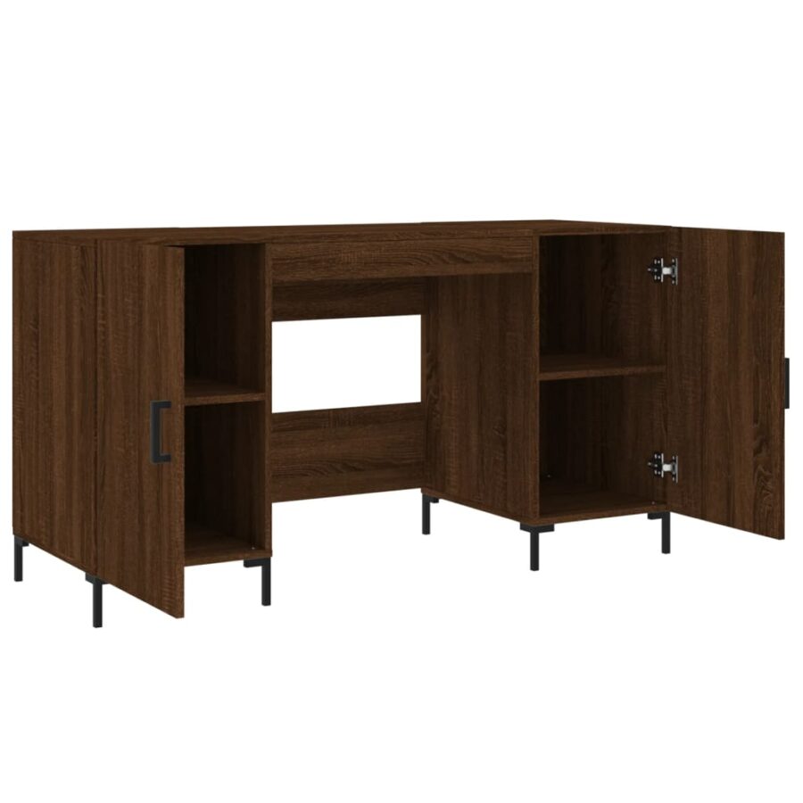 Bureau 140x50x75 cm bewerkt hout bruin eikenkleur - Afbeelding 5