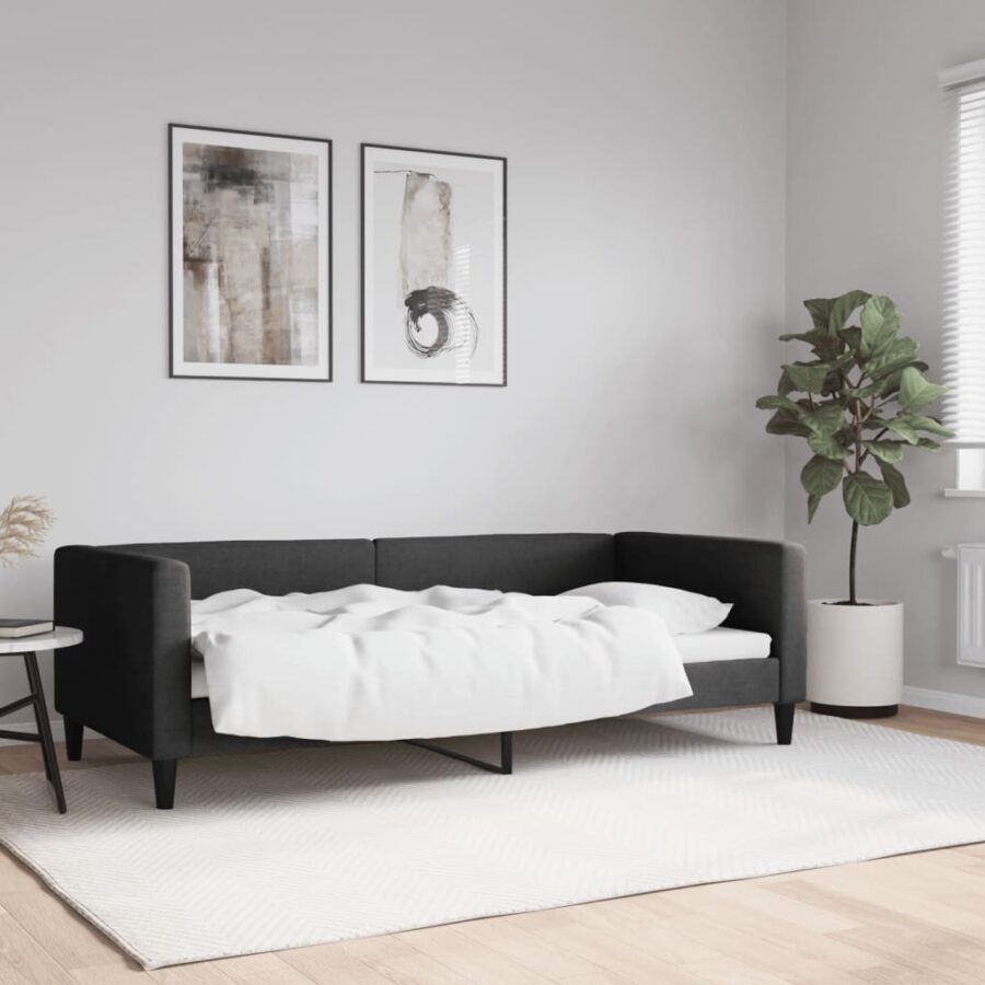 Slaapbank 90x190 cm stof zwart