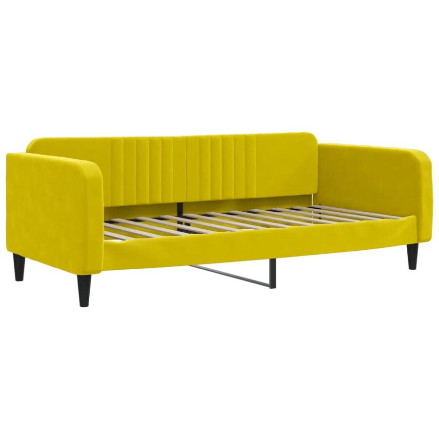 Slaapbank 100x200 cm fluweel geel - Afbeelding 2