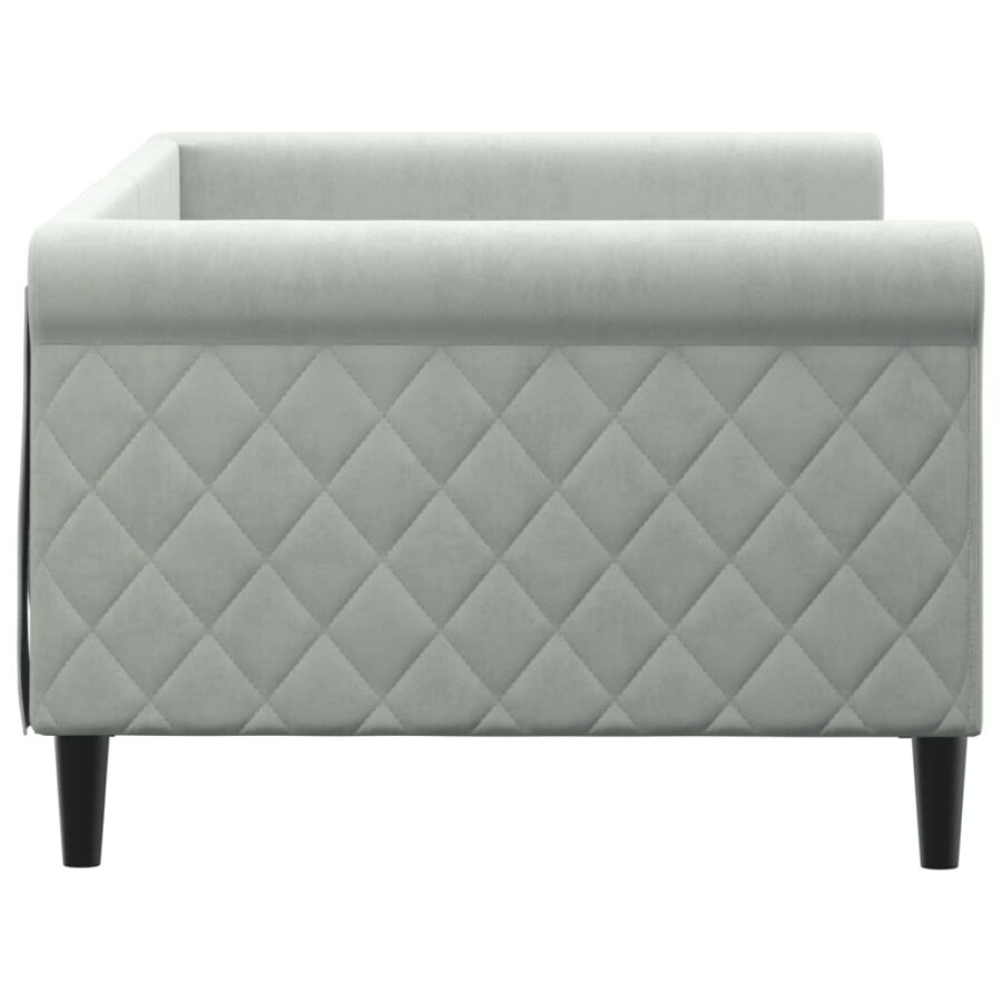 Slaapbank 90x200 cm fluweel lichtgrijs - Afbeelding 4