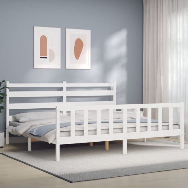 Bedframe zonder matras massief grenenhout wit 200x200 cm