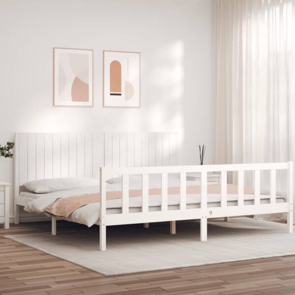 Bedframe zonder matras massief grenenhout wit 200x200 cm