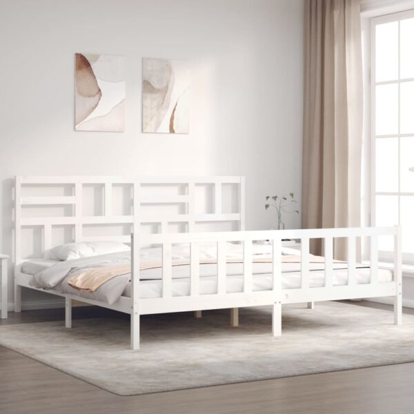 Bedframe zonder matras massief grenenhout wit 200x200 cm