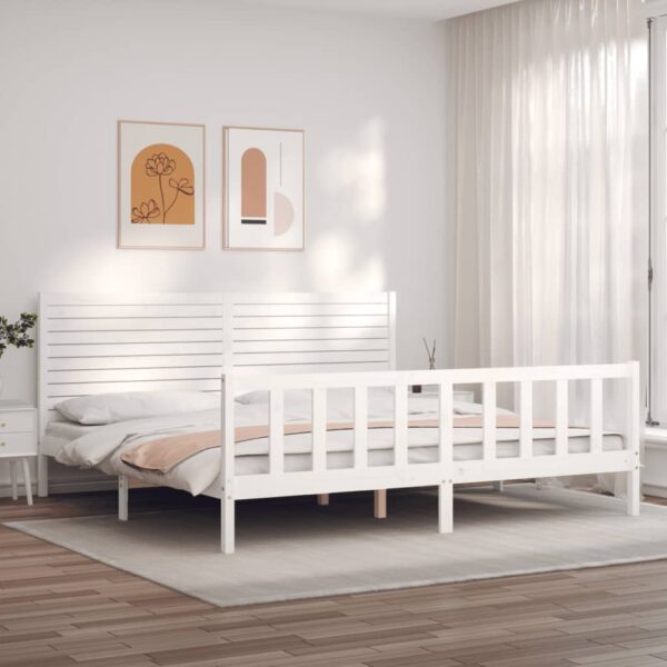 Bedframe zonder matras massief grenenhout wit 200x200 cm